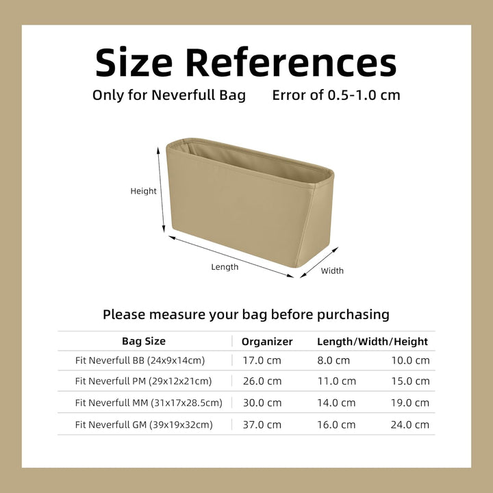 DGAZ Taschen Organizer Einsatz, Seide Innentasche für Neverfull PM/MM/GM, Leicht Taschenorganizer Sh