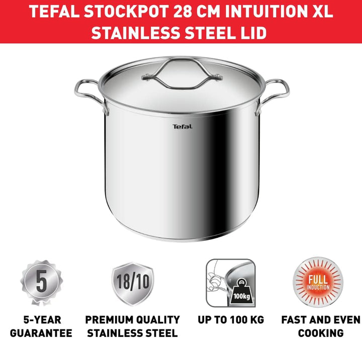 Tefal Intuition XL B8649004 Catering, Edelstahl, 28 x 23 cm, 12 l, Induktion, Edelstahl 18/10, Premi