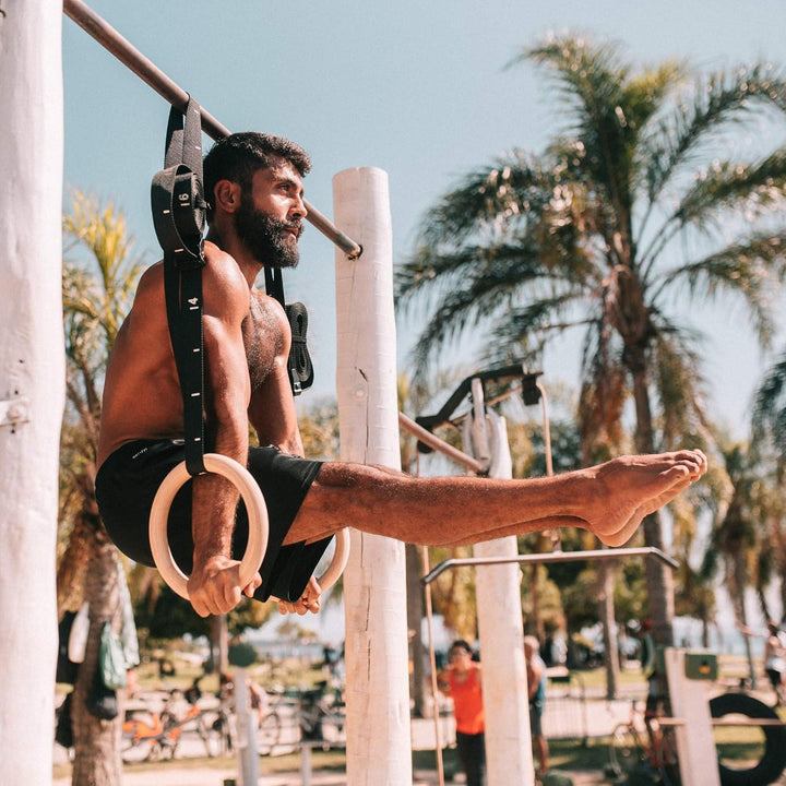 PULLUP & DIP Premium Turnringe Holz, Gym Rings Gymnastikringe, Turnerringe für Calisthenics, Breite