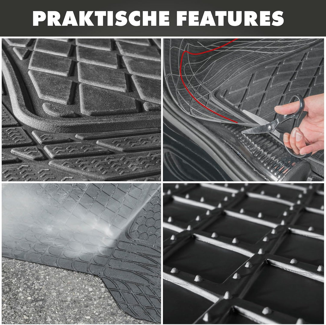 WALSER Kofferraummatte Safeguard, Grösse L 130 x 120 cm, universal zuschneidbare Gummimatte, univers
