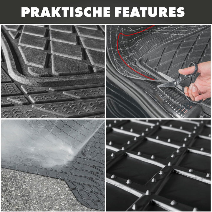 WALSER Kofferraummatte Safeguard, Grösse L 130 x 120 cm, universal zuschneidbare Gummimatte, univers