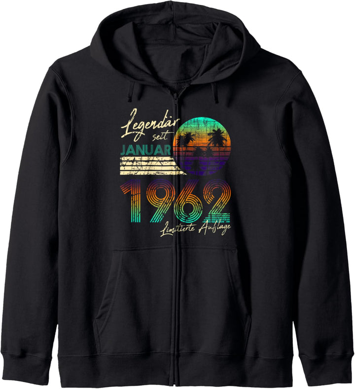 60. Geburtstag Geschenk Vintage 60 Legendär Seit Januar 1962 Kapuzenjacke