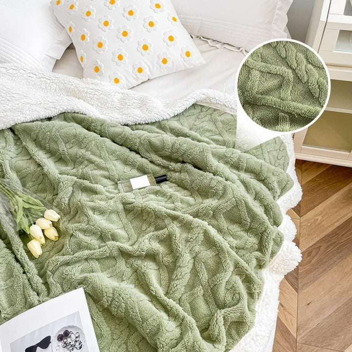 WONGS BEDDING Kuscheldecke 220x240 Flauschig Sherpa Decke, Sofaüberwurf Fleecedecke, Dick Sofadecke