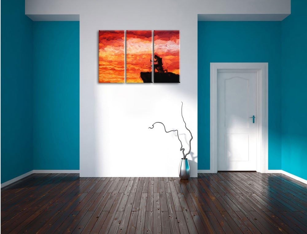 Pixxprint Samurai auf der Spitze des Berges als Leinwandbild/Grösse: 3 Teilig (120x80 cm) cm/Wandbil