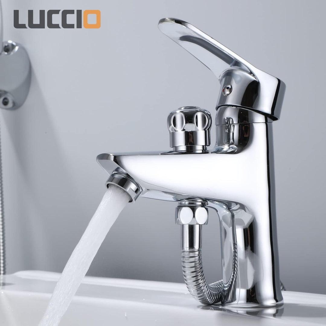 ZXC Waschtischarmatur mit Umsteller für Brause, hochwertige Einhebel Waschbecken Armatur inklusive B