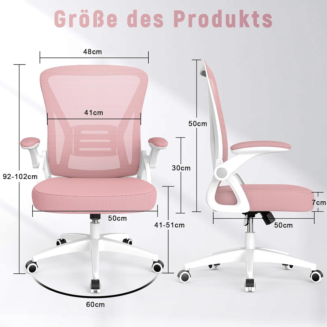 rattantree Bürostuhl, Ergonomischer Schreibtischstuhl mit Lendenwirbelstütze, Verstellbare Armlehnen