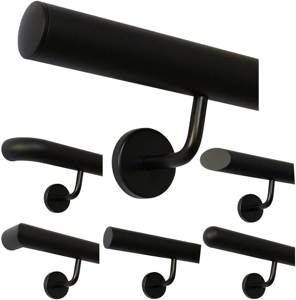 TIBU Handlauf Schwarz pulverbeschichtet V2A Edelstahl Geländer innen aussen wetterfest beständig 0,3