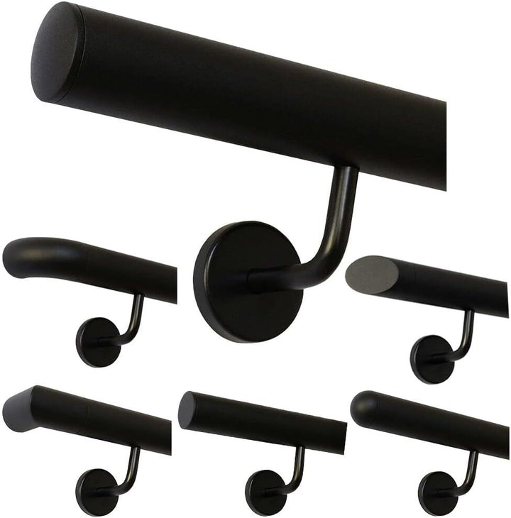 TIBU Handlauf Schwarz pulverbeschichtet V2A Edelstahl Geländer innen aussen wetterfest beständig 0,3