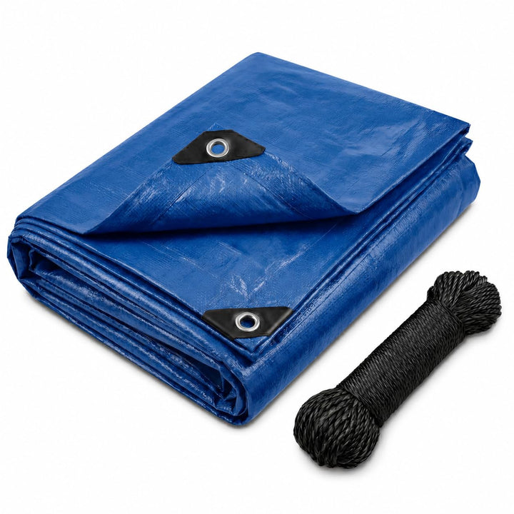 CoverUp! (4x5 m) Gewebeplane - Farbe: Blau, 120g/m² - Beständigkeit durch verstärkte Gummiecken & ro