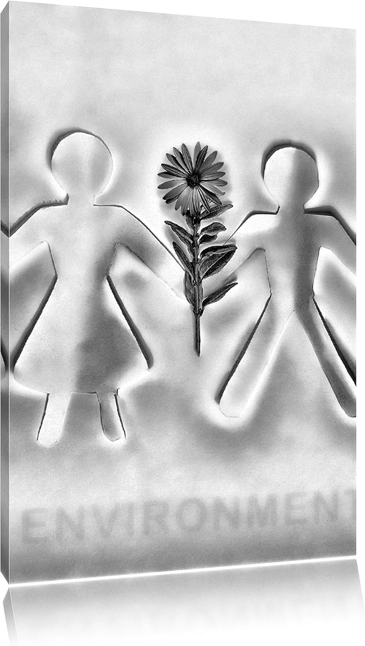 Pixxprint Pärchen mit Blume / 100x70cm Leinwandbild bespannt auf Holzrahmen/Wandbild Kunstdruck Deko