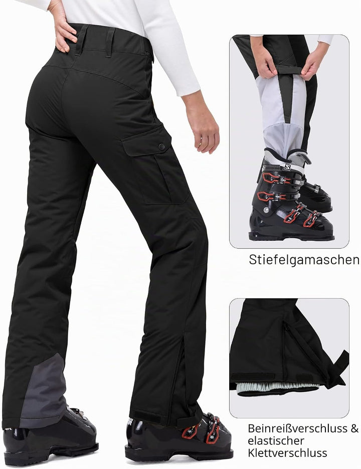 33,000ft Damen Skihose Outdoorhose Wasserdicht Winddichte Softshellhose Warme Gefütterte Thermohose
