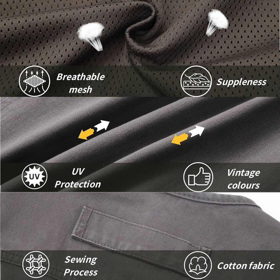 MeiLayM Herren Outdoor Weste Anglerweste mit Multi-Taschened Sommer Freizeit Baumwolle Weste Hundewe