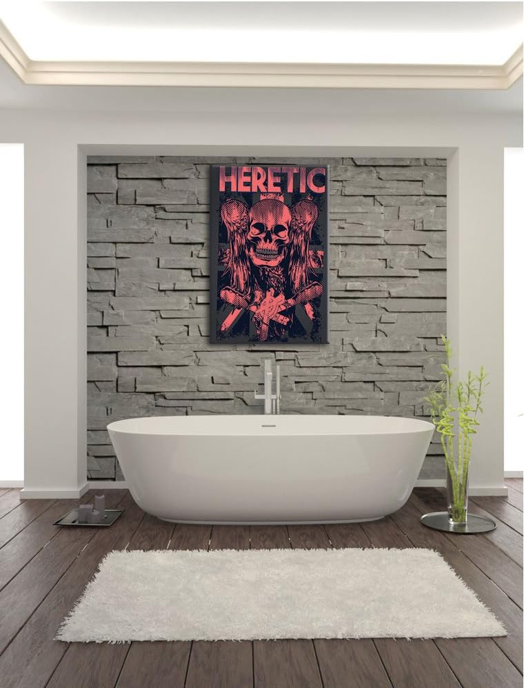 Pixxprint Wings Skull Black Bild auf Leinwand, XXL riesige Bilder fertig gerahmt mit Keilrahmen, Kun
