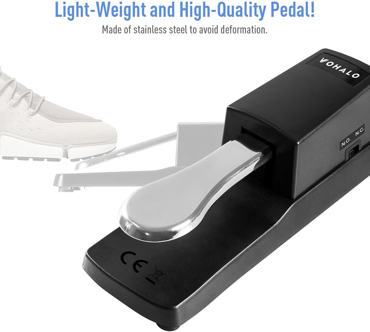 VOHALO Sustain Pedal für MIDI Keyboards Digital Pianos Fusspedal Polaritätsschalter 2M Kabel