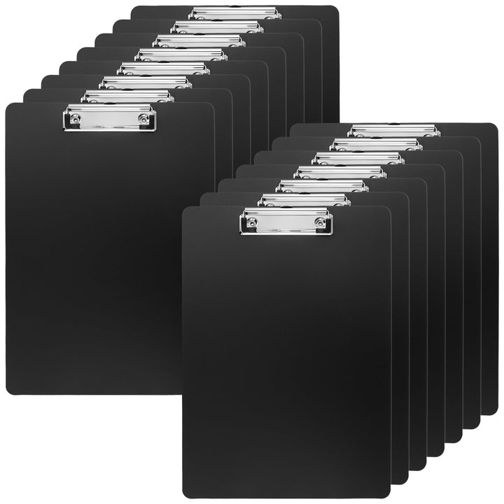 FUNSUEI 15 Stück Kunststoff Klemmbrett A4, 31,5 x 22,5cm Schwarz Schreibbrett für Büro, Lager