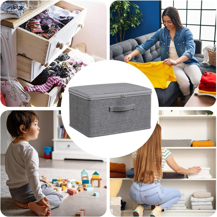Verschliessbare Aufbewahrungsbox, 45x35x26cm Stoff Aufbewahrungsbox Mit Deckel, Faltbare Stoff Box,