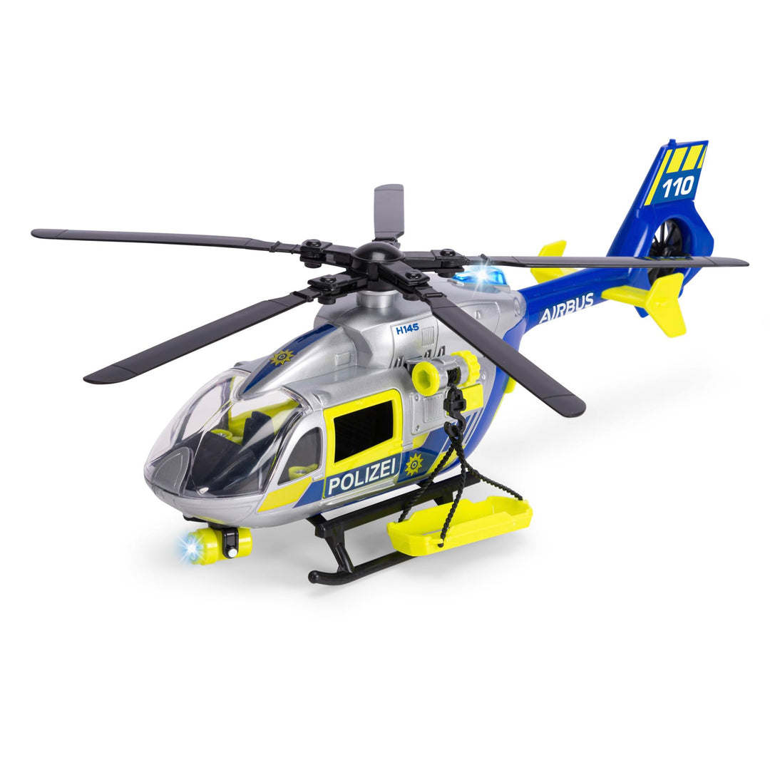 Dickie Toys - Polizei-Hubschrauber Airbus H145 (36 cm) - Spielzeug-Helikopter mit Aufzieh-Propeller,