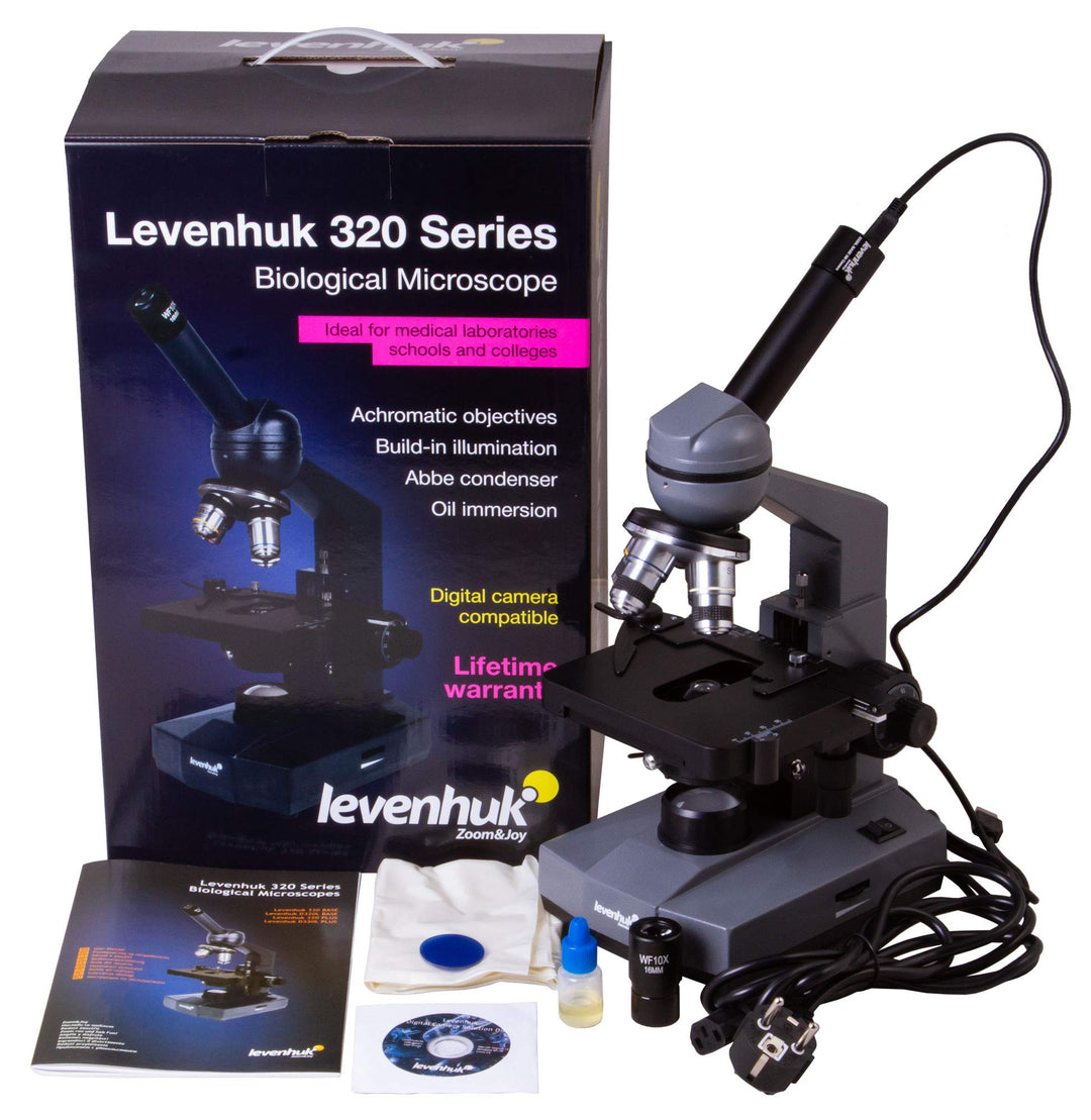 Levenhuk D320L Base 3M Digitales Monokularmikroskop mit 3-Mpx-Kamera und Halogenbeleuchtung, Kompati