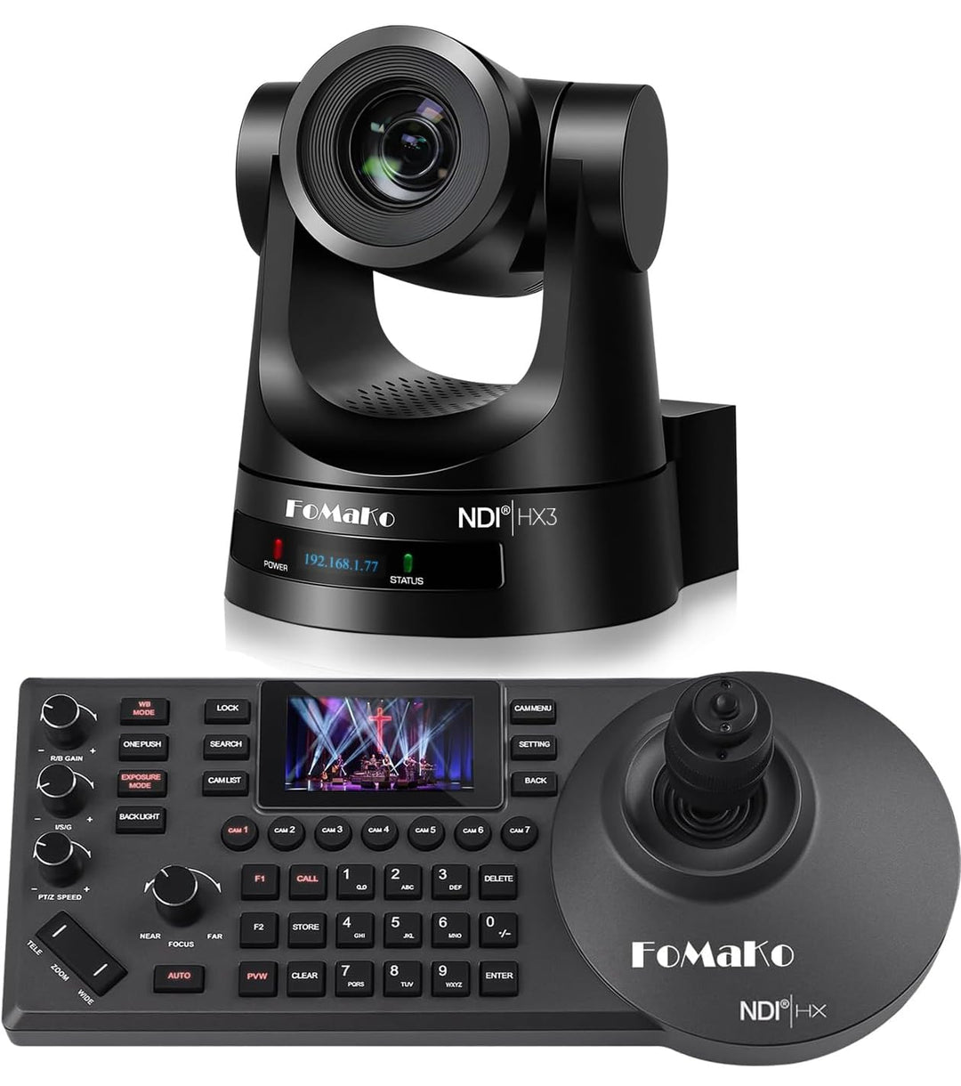 FoMaKo NDI HX3 PTZ Kamera Set, 30x Optischer Zoom KI-Auto-Tracking, mit 3G-SDI/HDMI/USB3.0/LAN(PoE),