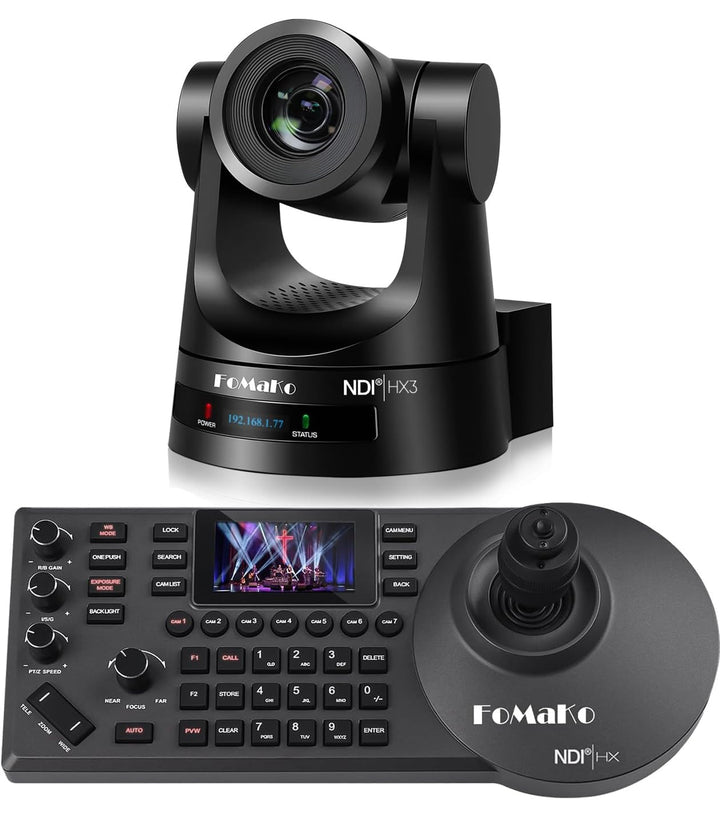 FoMaKo NDI HX3 PTZ Kamera Set, 30x Optischer Zoom KI-Auto-Tracking, mit 3G-SDI/HDMI/USB3.0/LAN(PoE),