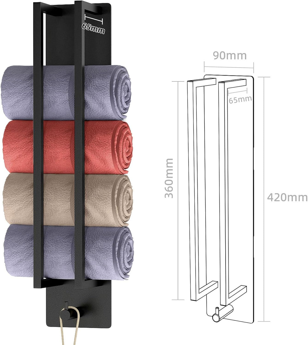 Handtuchhalter Schwarz Ohne Bohren,Gästehandtuchhalter Selbstklebend Handtuchstange Edelstahl Badetu