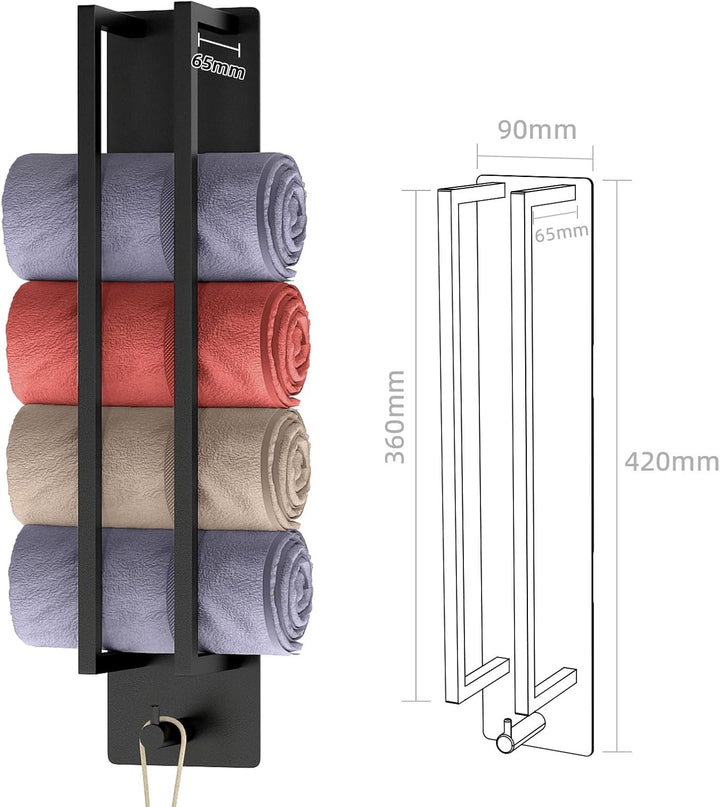 Handtuchhalter Schwarz Ohne Bohren,Gästehandtuchhalter Selbstklebend Handtuchstange Edelstahl Badetu