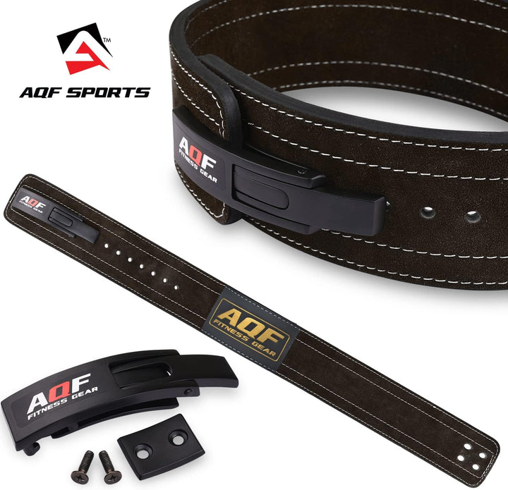 AQF Gewichthebergürtel Lever Schnalle, 4" Breit 10mm Dick Leder Belt - Genehmigt IPL USPA Kraftraini