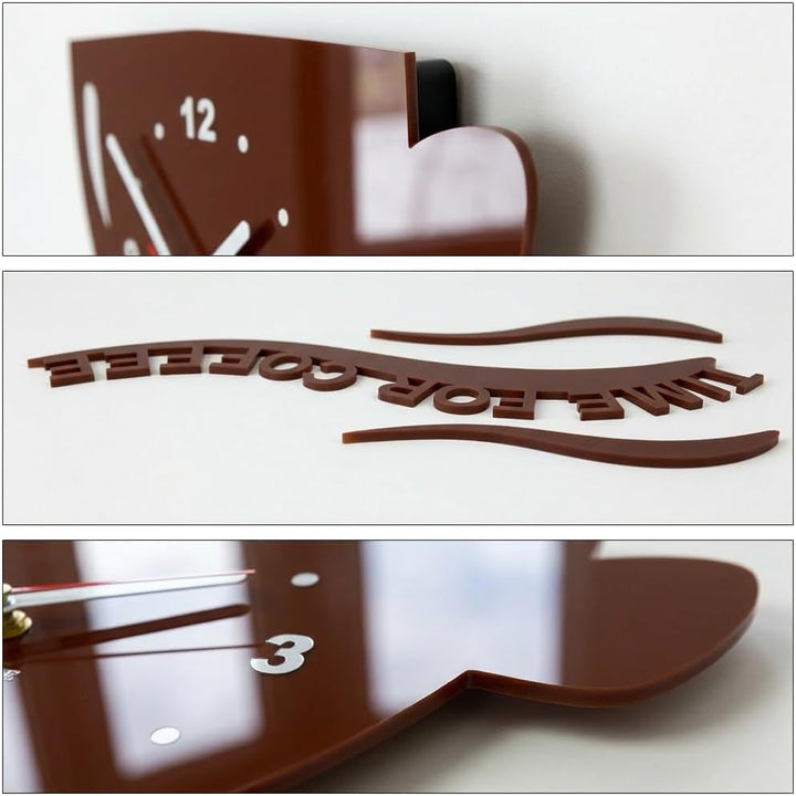 TASSE Time for Coffee (Zeit für Kaffee) Moderne Küche Wanduhr, Braun, 3d römisch, wanduhr deko, Brau