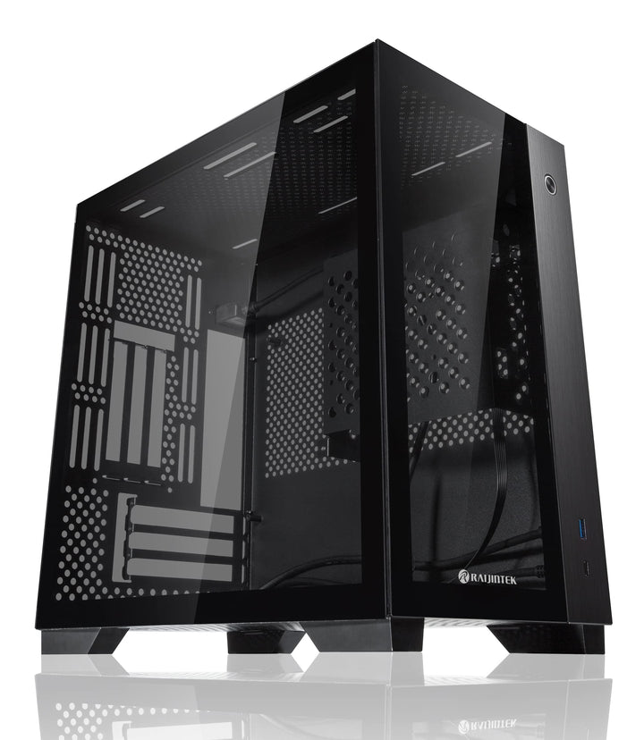 RAIJINTEK Paean Mini, Mini ITX PC-Gehäuse, mit 4 mm Seitenwand aus gehärtetem Glas und Aluminium an