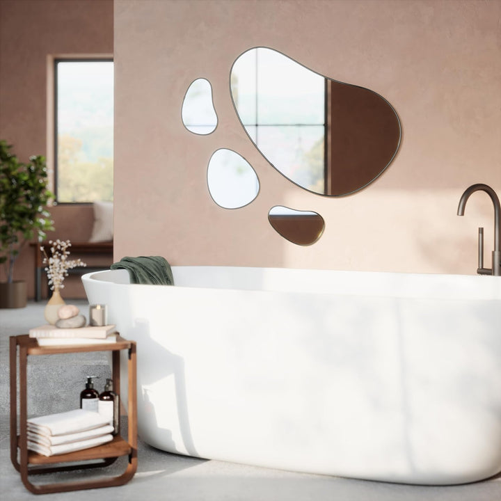 Umbra Hubba Pebble Wandspiegel Set, Moderne Design Spiegel mit Organischer Form, 3er-Set, Titan Tita