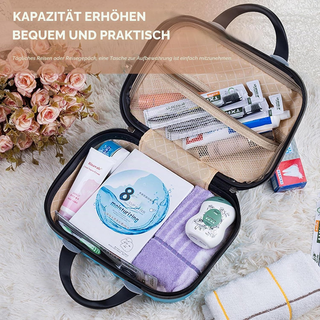 Balakaka Kosmetikkoffer Hartschale Damen,14 Zoll ABS Beauty Case Hartschale mit Handgriff und Reissv