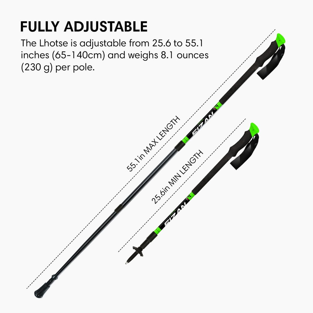 FIZAN Trekkingstöcke 65-140 cm, Nordic Walking Stöcke, Wanderstöcke | Lhotse S20 7506 | Grün