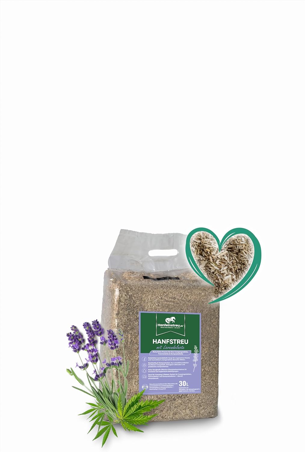 Hanf Lavendel Einstreu – 30L Geruchsneutralisierer für Campingtoilette, Trenntoilette & Komposttoile