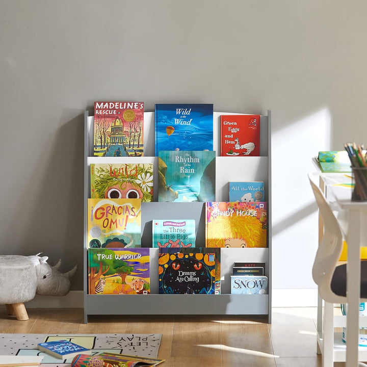SoBuy Bücherregal Kinder Montessori Kinderregal mit 4 Ablagefächern Regal Kinderzimmer Spielzeug Auf