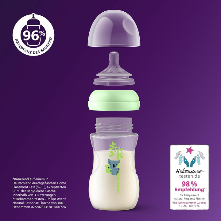 Philips Avent Natural Response Babyfläschchen mit 260 ml und Saugern mit mittlerem Nahrungsfluss (Du