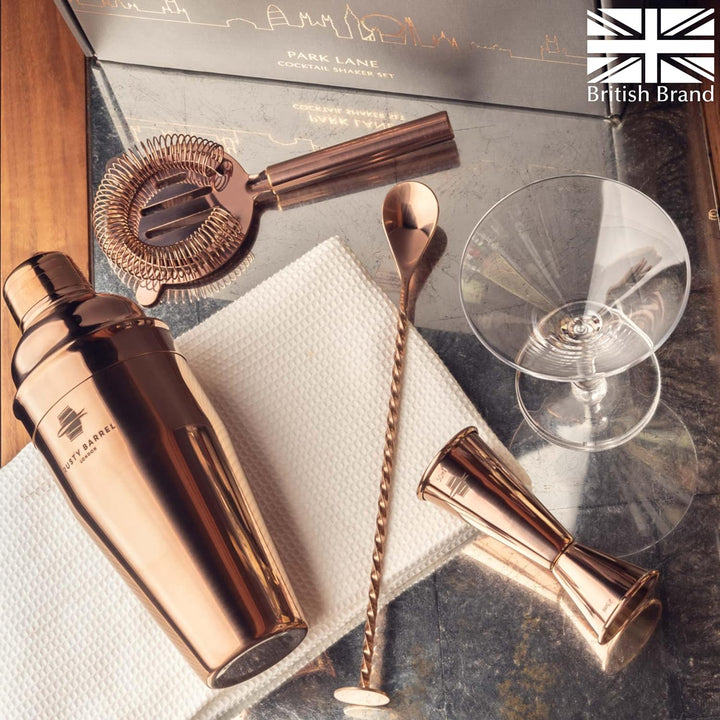 Rusty Barrel Park Lane Cocktail Set zum Selbermixen – Kupfer Geschenkset Manhattan Edelstahl Cocktai