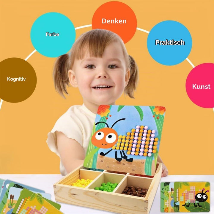 RANJIMA Mosaik Steckspiel für Kinder, Spielzeug ab 2 3 4 5 Jahre Holz Mosaik Bastelset Kinder Pegboa