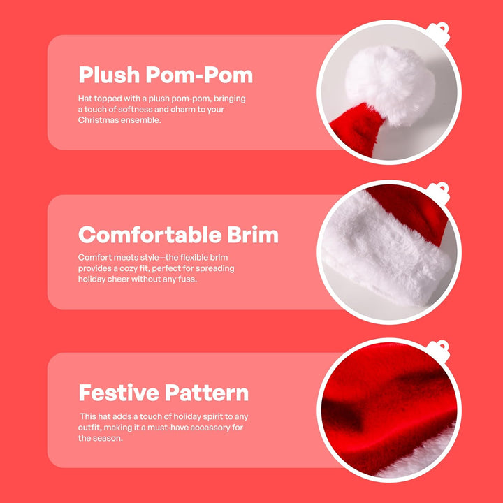 Giggling Getup Weihnachtsmütze, Premium-Weihnachtsmütze, Plüsch-Weihnachtsmütze aus rotem Samt mit B