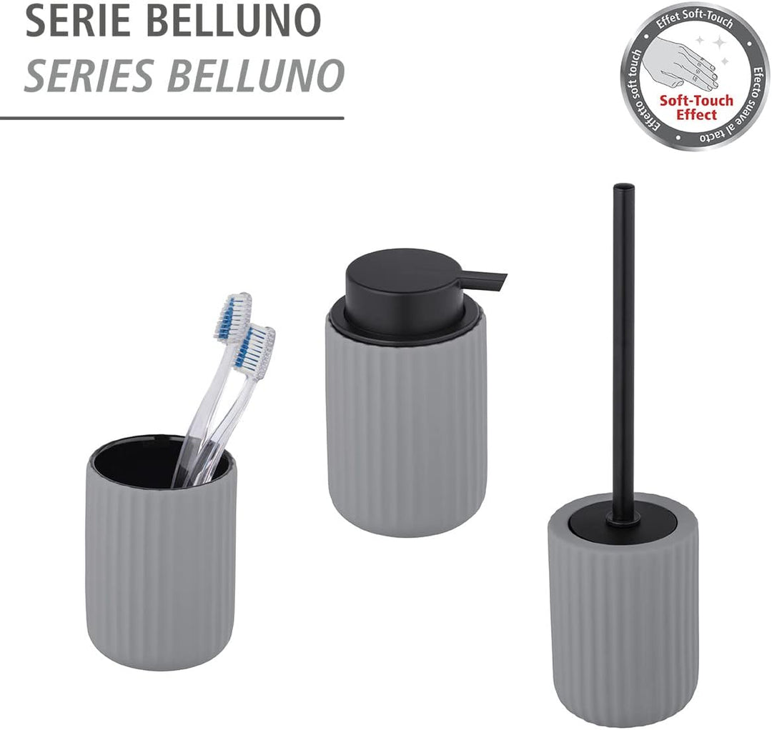 WENKO WC-Garnitur Belluno, hochwertiger Bürstenhalter aus stabiler Keramik mit modernen Rundungen, h