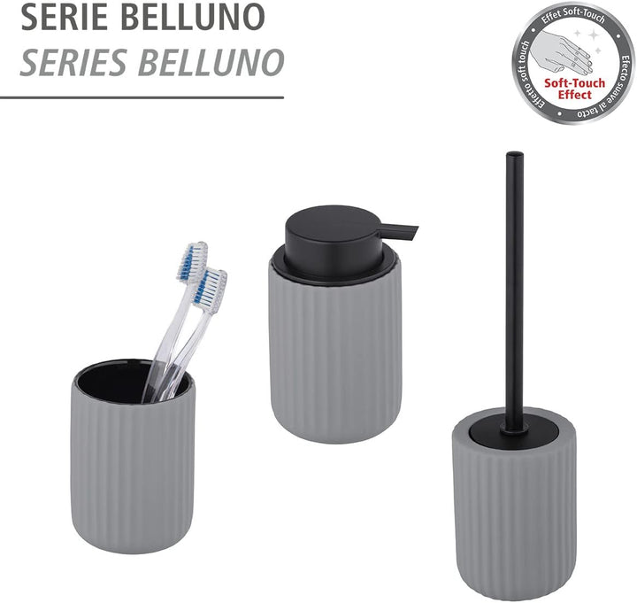 WENKO WC-Garnitur Belluno, hochwertiger Bürstenhalter aus stabiler Keramik mit modernen Rundungen, h