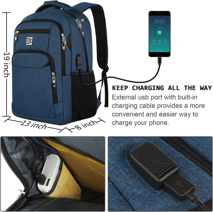 marcello Laptop Rucksäcke mit USB-Ladeanschluss Herren Damen für Arbeit Schule Uni Schulrucksack für