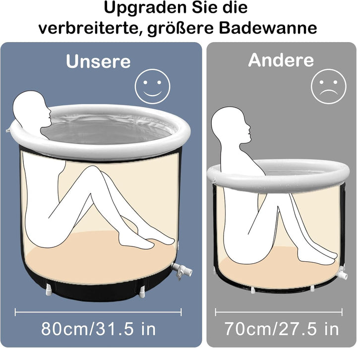 Faltbare Eisbad Badewanne mit Abdeckung 80cm Ø Large Aufblasbare Eisbaden Badewanne Erwachsene Eisfa