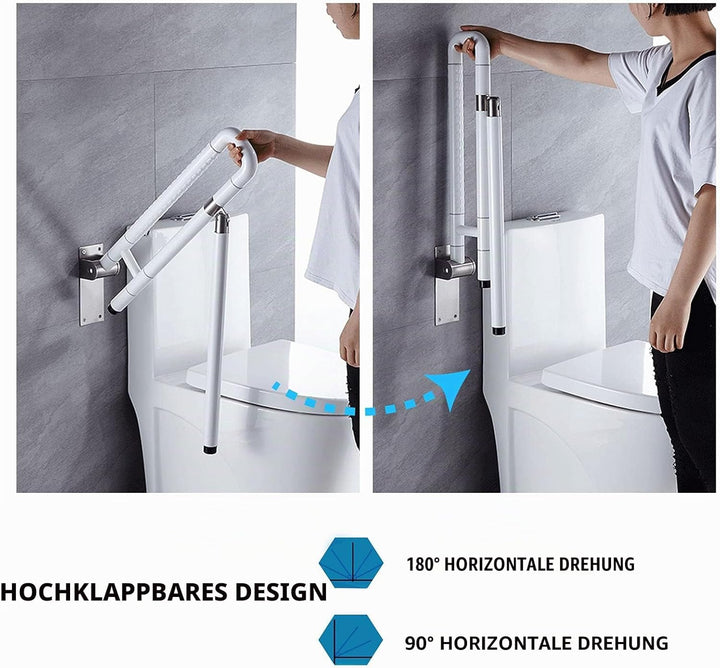 WC Haltegriff Klappbar, Wandstützgriff Stützhilfe Aufstehhilfe Toilette Stütz-Haltegriff Hochklappba