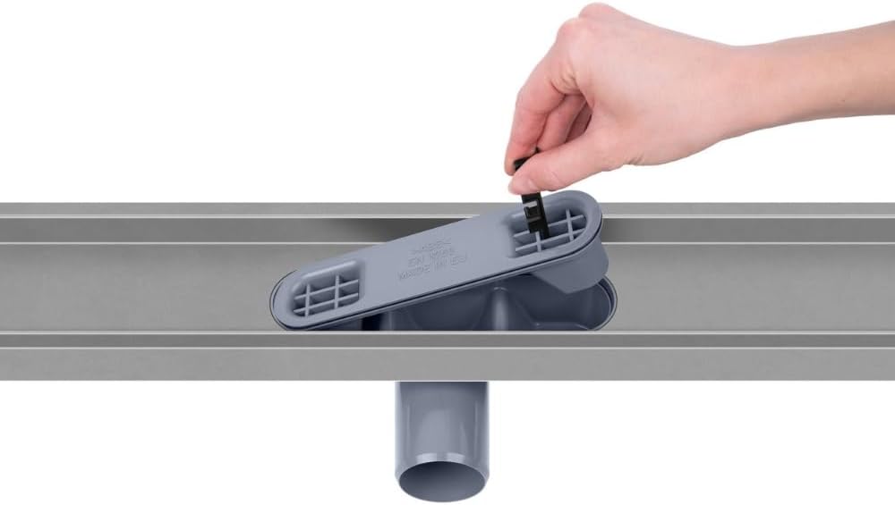 Duschrinne 80 cm, Duo-Rost – befliesbar oder mit Edelstahlabdeckung, Edelstahl AISI 304, Siphon Ø50,