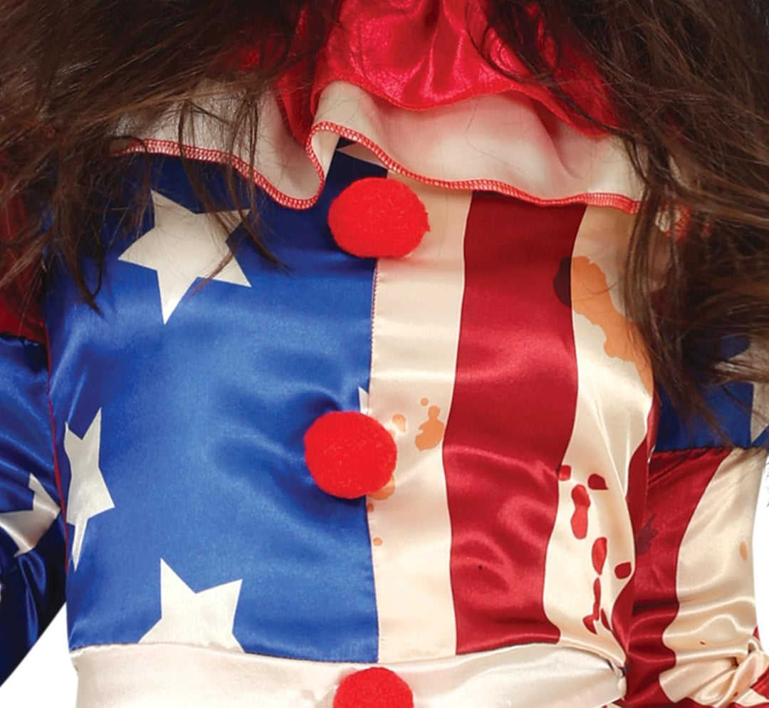 FIESTAS GUIRCA Böser Amerikanischer Clown Halloween Kostüm Damen – USA Horror Clown Halloween Kostüm