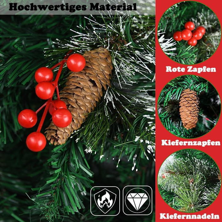 Aufun Künstlicher Weihnachtsbaum Tannenbaum mit Beleuchtung 260 LED warm-weiss inkl. Metallständer 4