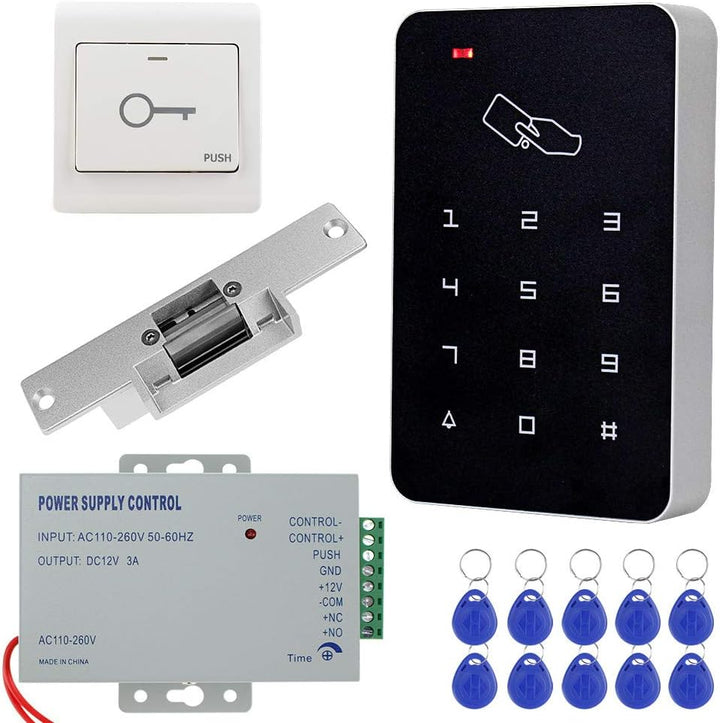 KDL Komplettes RFID-Zutrittskontrollsystem-Kit mit Stand-Along-Tastatur und Schliesser, DC12V / 3A-N