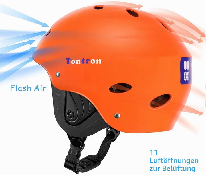 Tontron Wakeboard Kajak Kitesurf Wassersport Helm Glossy Orange M, Glossy Orange M