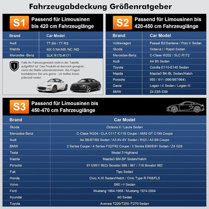 Hagelschutzplane Auto mit separater Sonnenblende,Limousine Wasserdicht Auto Autoabdeckung, Abdeckpla