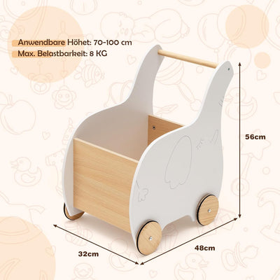 DREAMADE 2 in 1 Lauflernwagen aus Holz, Lauflernhilfe mit Stauraum, Spielzeugkiste, Gehhilfe, Gehfre